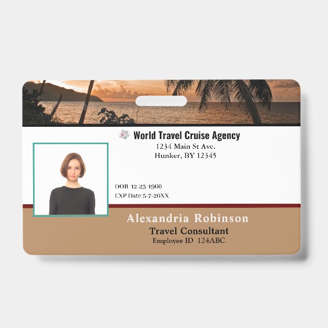 ID Identification Card Bar Code Photo Badge (Front)