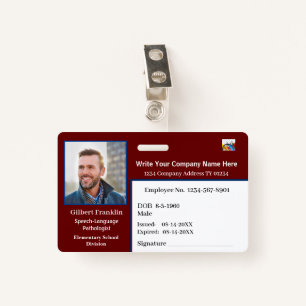 ID Identification Card Bar Code Photo ID Badge