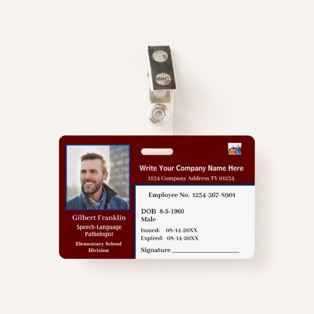 ID Identification Card Bar Code Photo ID Badge (Front with Clip)
