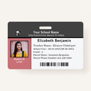 ID Identification Card Bar Code Student School ID Badge