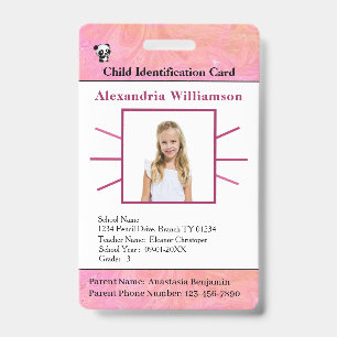 Id Identification Card Boy Girl Child Photo Custom Badge