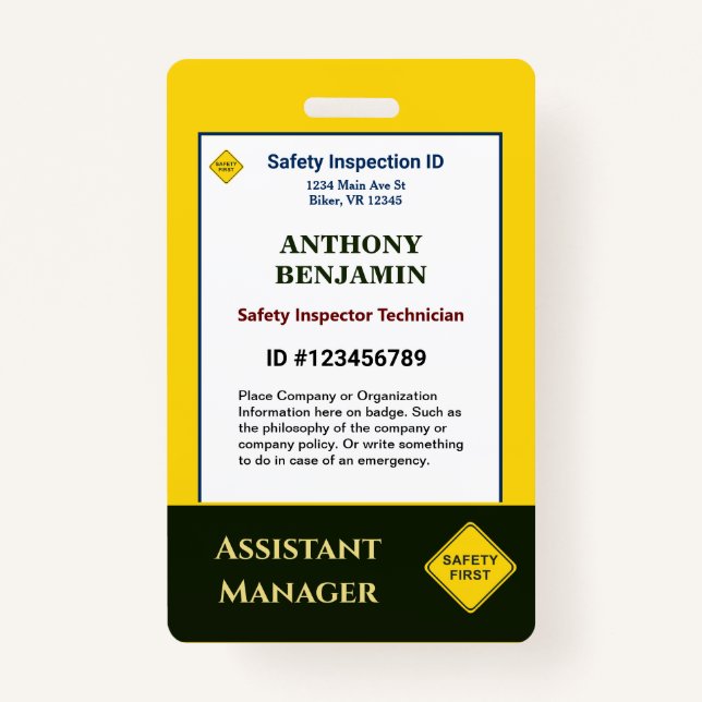 ID Identification Card Employee Custom Card ID Badge (Front)