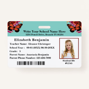 ID Identification Card School Student Bar Code ID Badge