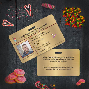 ID Identification Employee Photo Gold Custom ID Badge