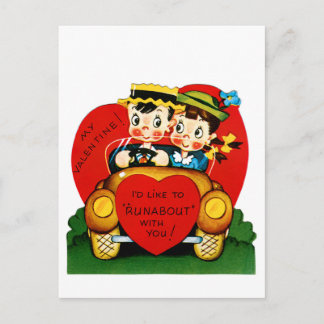 I'd Like To "Runabout" With You Valentine Holiday Postcard