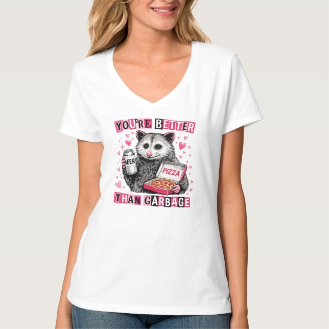 I'd Pick You Over Trash Funny Retro Raccoon T-Shirt (Front)
