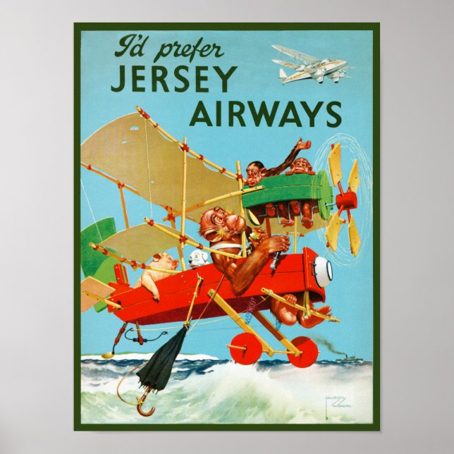 I'd Prefer Jersey Airways Vintage Poster 1937 (Front)