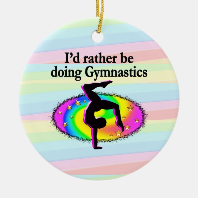 I'D RATHER BE A GYMNAST CERAMIC TREE DECORATION (Front)