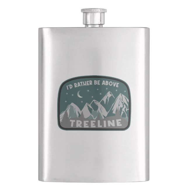 I'd Rather Be Above Treeline Hip Flask (Front)