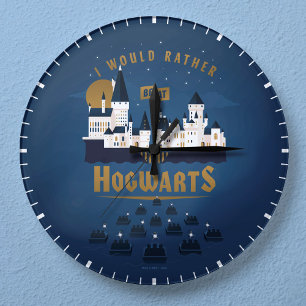 I'd Rather Be At Hogwarts Abstract Round Clock