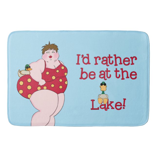 "I'd Rather Be At The Lake" Bath Mat (Front)