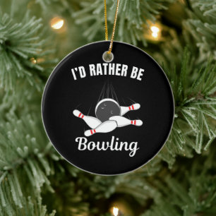 I'd rather be bowling ceramic tree decoration