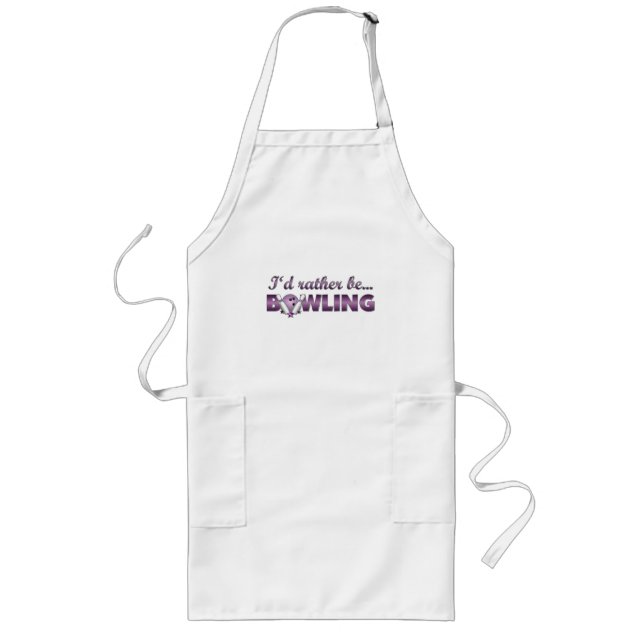 I'd rather be BOWLING (Purple) Long Apron (Front)