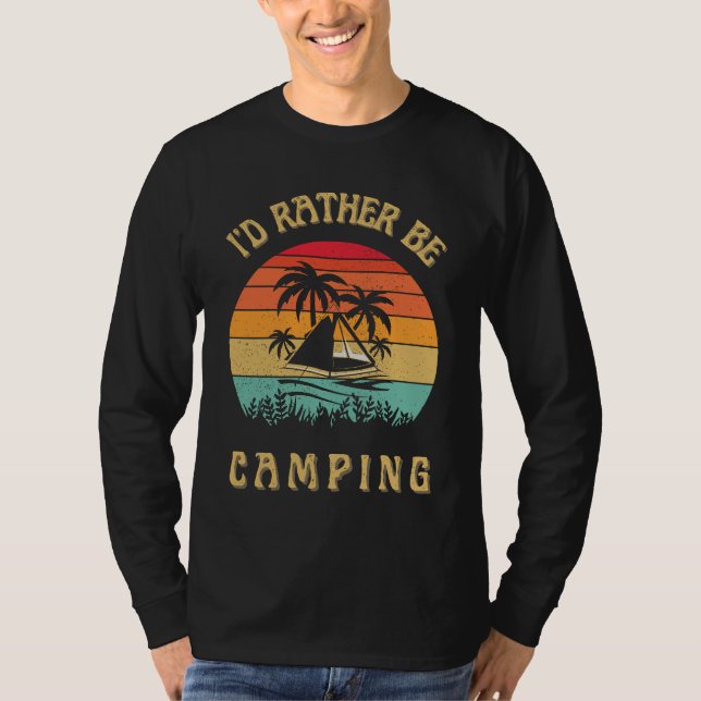I'd Rather Be Camping Vintage Sunset Black Sweater (Front)