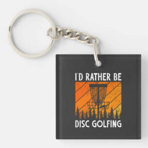 I'd Rather Be Disc Golfing Retro Disc Golf Key Ring