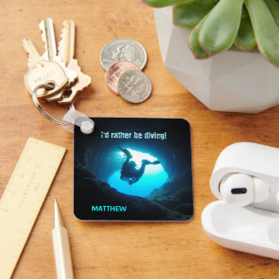 I'd Rather be Diving Personalised Keychain Scuba