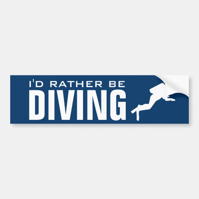 I'd rather be diving | Scuba diver bumper sticker (Front)