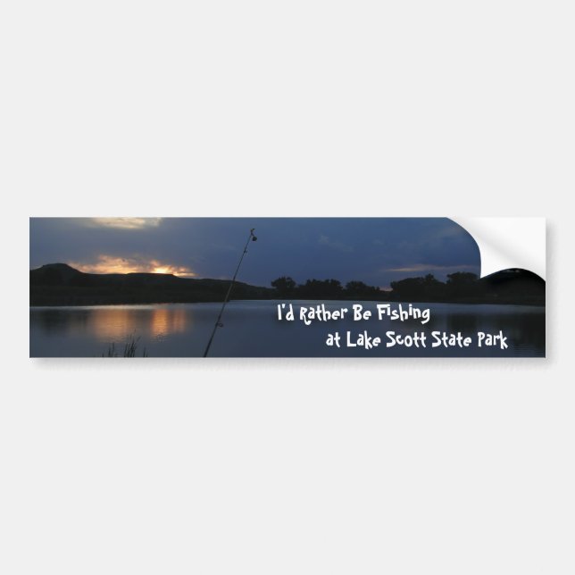 I'd Rather Be Fishing at Lake Scott State Park Bumper Sticker (Front)