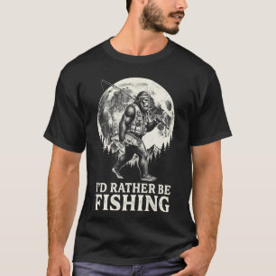 Id Rather Be Fishing Bigfoot Vintage 90s Fisherman T-Shirt