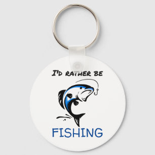I'D Rather Be Fishing Button Keychain