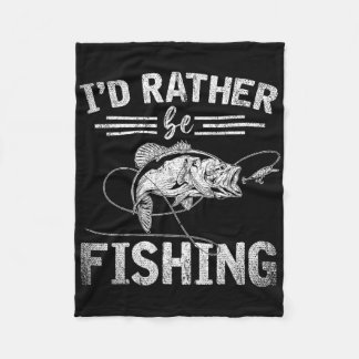 Id Rather Be Fishing Funny Fisherman Gift Hob  Fleece Blanket