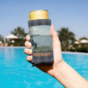 I'd Rather Be Fishing Photo Add Your Name Seltzer Can Cooler