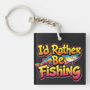 I'd Rather Be Fishing Rainbow Key Ring