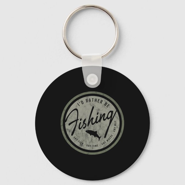 I'd Rather Be Fishing! Retro  Key Ring (Front)