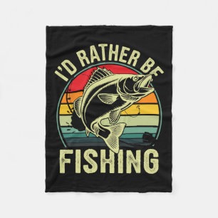 I'd Rather Be Fishing Retro Vintage Outdoor Fisher Fleece Blanket
