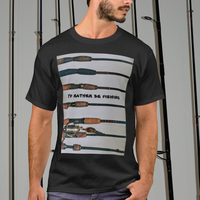 I'd Rather be Fishing Rods and Reel Photographic T-Shirt (Creator Uploaded)