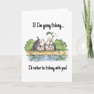 I'd Rather be Fishing with You Hedgehog Greeting Card