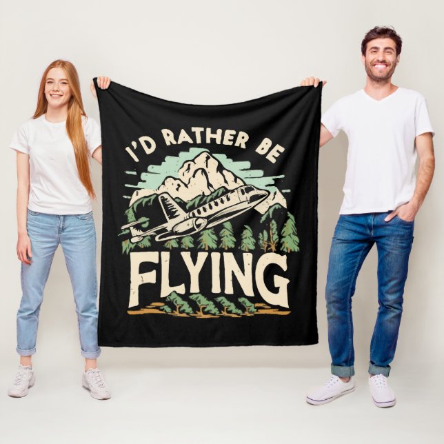 I'd Rather Be Flying. Aeroplane Fleece Blanket (In Situ)