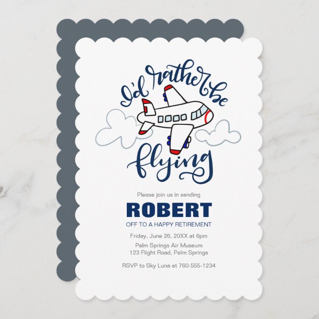 I'd Rather Be Flying, Aeroplane Invitation (Front/Back)