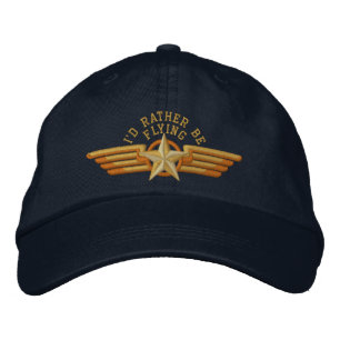 I'd rather be flying Badge Pilot Wings Embroidered Hat