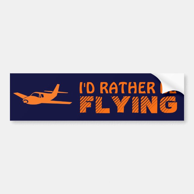 I'd Rather Be Flying orange navy bumpersticker Bumper Sticker (Front)