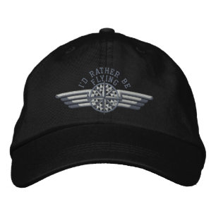 I'd rather be flying Star Compass Pilot Wings Embroidered Hat