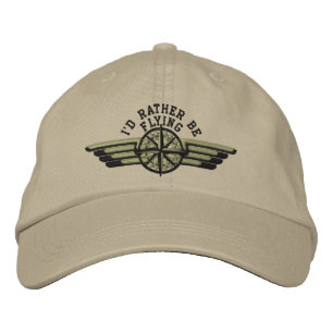 I'd rather be flying Star Compass Pilot Wings Embroidered Hat