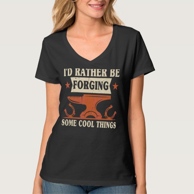 I'd Rather Be Forging Some Cool Things Anvil Black T-Shirt (Front)