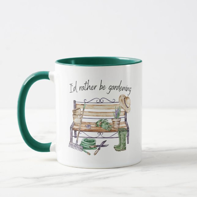 I'd Rather Be Gardening Watercolor Garden  Mug (Left)