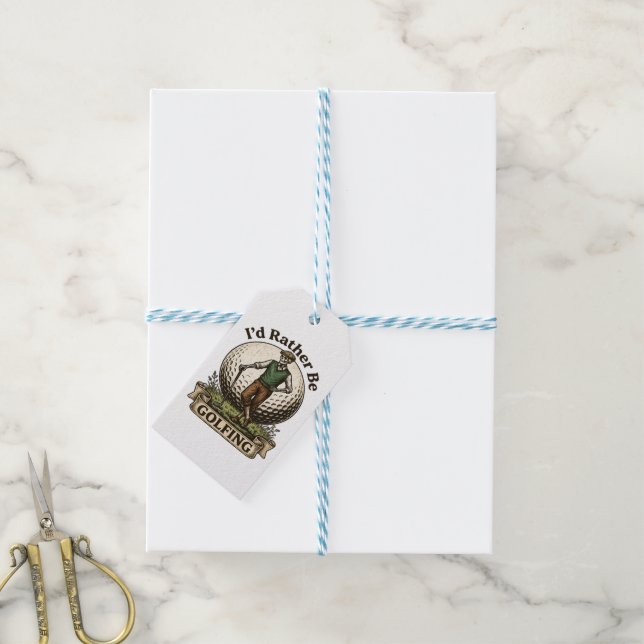 Id Rather Be Golfing  Gift Tags (With Twine)