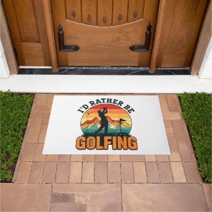 I'd Rather Be Golfing Vintage Retro Sunset Doormat