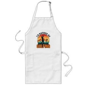 I'd Rather Be Golfing Vintage Retro Sunset Long Apron
