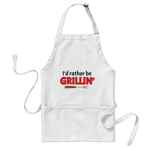 I'd Rather Be Grillin' BBQ Grilling Grill Master Standard Apron (Front)