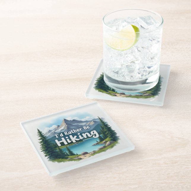 I'd Rather Be Hiking Glass Coaster (Angled)