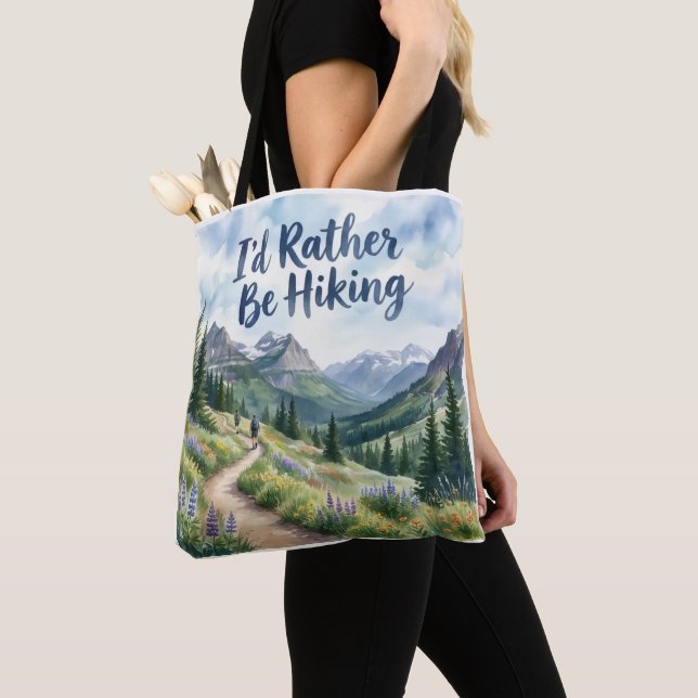 I'd Rather Be Hiking Tote Bag (Close Up)