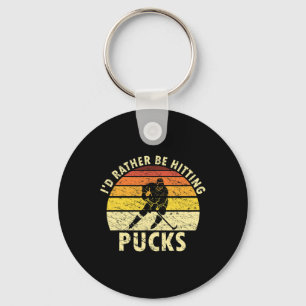 I'd Rather Be Hitting Pucks Humorous Ice Hockey Pl Key Ring