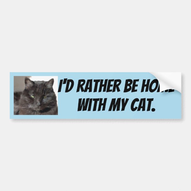 I'd Rather Be Home With My Cat Bumper Sticker (Front)