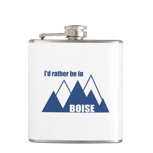 I'd Rather Be In Boise Idaho Mountain Hip Flask (Front)