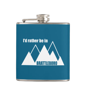 I'd Rather Be In Brattleboro Vermont Mountain Hip Flask