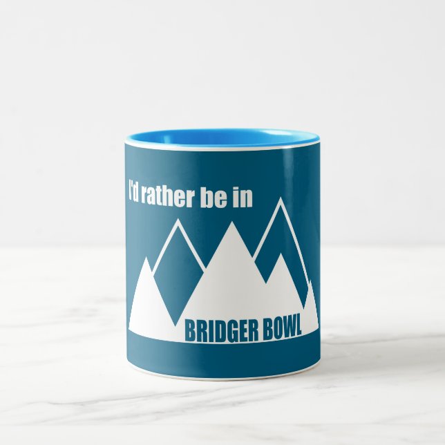 I'd Rather Be In Bridger Bowl Mountain Two-Tone Coffee Mug (Center)